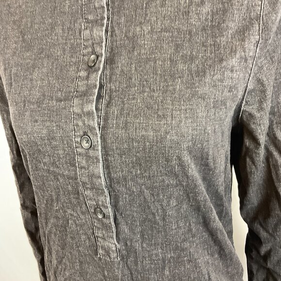 Universal Standard Shirt Dress 3XS Muted Black-Gray Half Button Long Sleeve - Picture 4 of 11
